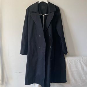 LEE MATHEWS Black Double Breasted Trench Coat M/L